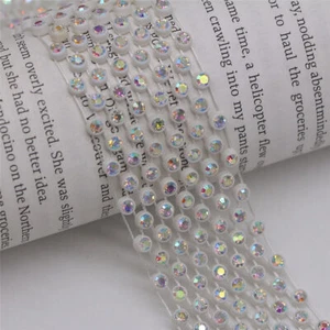 1 Yard Rhinestone Mesh Lace Trim Ribbon Bride Wedding Party Sewing Supplies DIY - Picture 1 of 2