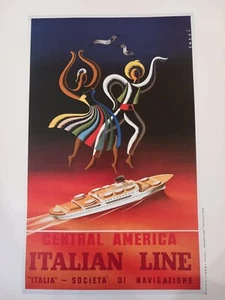 CENTRAL AMERICA , ITALIAN LINE 1955 - ALDO SASSI - RIPRODUZIONE POSTER 26X33 - Picture 1 of 1