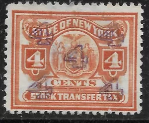 USA REVENUE STOCK TRANSFER TAX N.Y. OVERPRINTED 4C. VF - Picture 1 of 2