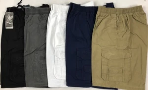 Men's Cargo Workwear Short Full Elastic Waist Drawing String 5 Color Size S-4XL - Picture 1 of 26
