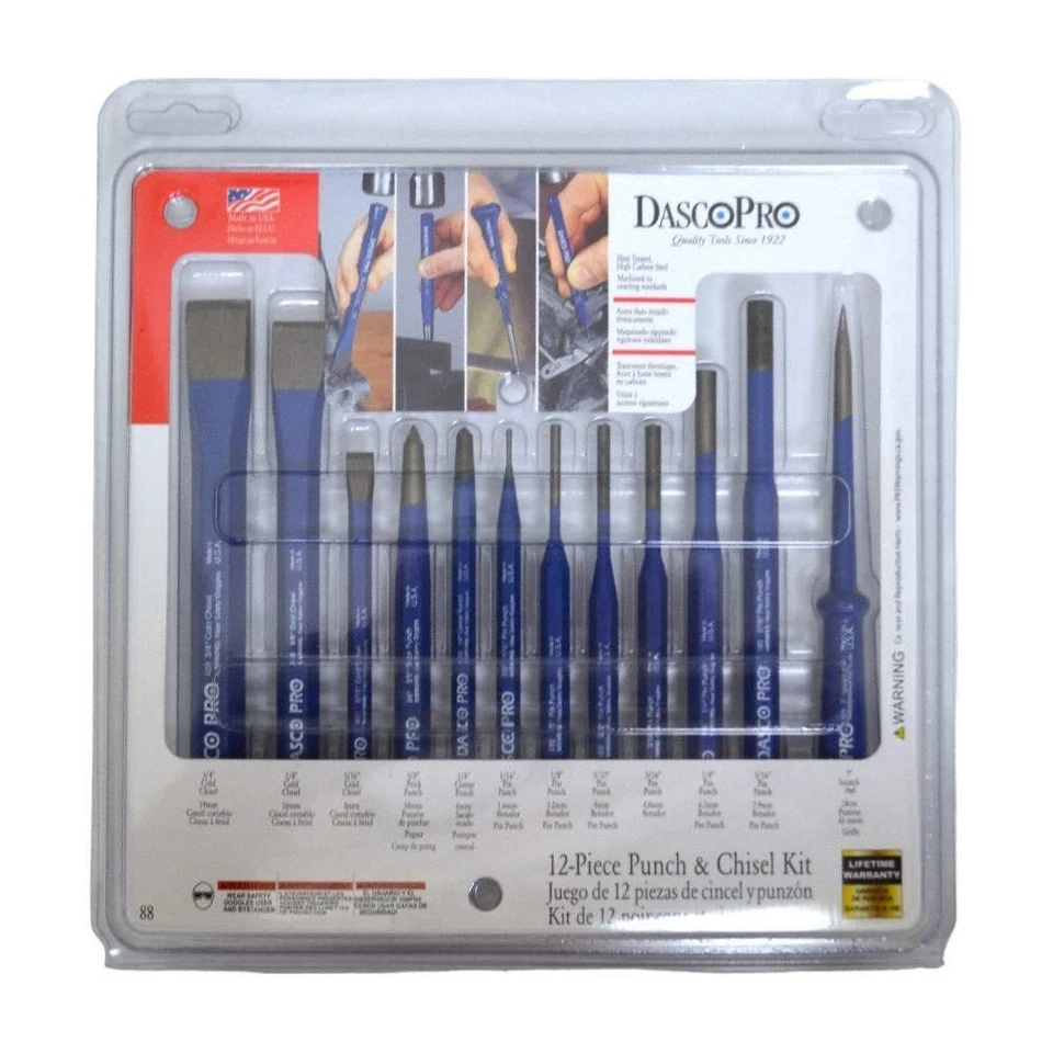Kit de punzón y cincel DASCO PRO 88, 12 piezas 817ZX0 Foto 1 de 1