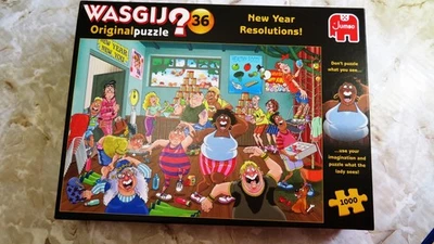 Wasgij 1000 Pc. Puzzles #36 "New Year Resolutions" No Missing Pieces  - Image 1 of 4