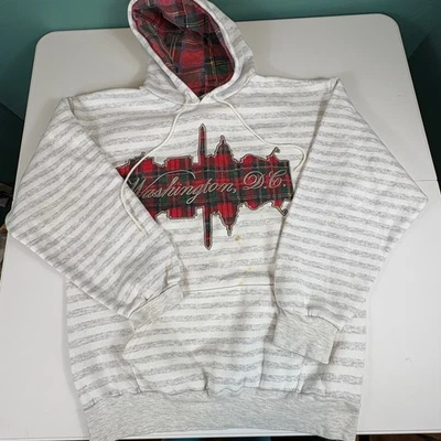 De colección Washington D.C. Sudadera con Capucha a Cuadros Skyline Forrada a Rayas Hecha en EE. UU. Para Mujer XL Foto 1 de 4