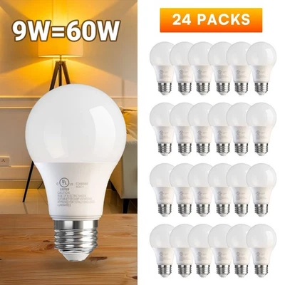 Pacote com 24 lâmpadas LED A19 9W equivalente a 60W luz do dia de substituição 5000K E26 - Imagem 1 de 4