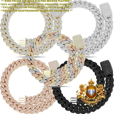 275+ граммов жирный 18 мм VVS1/D 42,25 карата 14 карат золото скрепленный Miami кубинская цепочка без грифа - Изображение 1 из 3