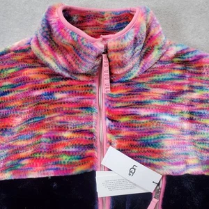 Ugg Marlene Full Zip Sherpa Jacket Womens XS Black Pink Multicolor - Picture 1 of 16
