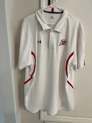 Mens Size XXL Under Armour Heat Gear Utah Utes Polo Button Shirt - Image 1 of 4