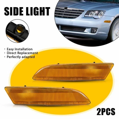 Luzes refletoras indicadoras laterais âmbar para-choque dianteiro para 2004-2008 Chrysler Crossfire - Imagem 1 de 4