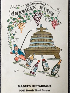 1940’s Mader’s Restaurant Milwaukee WI American Wine List Menu 1041 N 3rd St - Bild 1 von 10