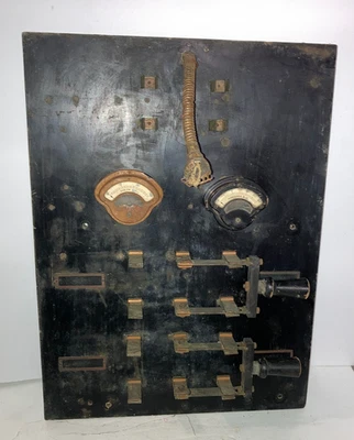 Interruptores de cuchillo antiguos de 100 amperios de control de motor de voltios y amperios de CC base de pizarra Foto 1 de 4