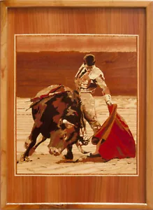 Corrida 28x21 mosaicos de madera arte enmarcado decoración de la pared... - Imagen 1 de 5