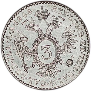 AUSTRIA coin 3 Kreuzer 1848 A aUNC About Uncirculated - Picture 1 of 7