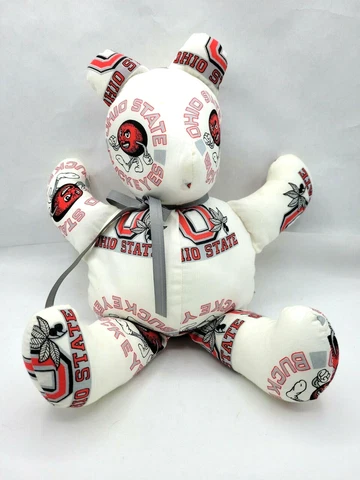 Plush Ohio State College Buckeyes Stuffed Toy 14" Soft Gray Neck Ribbon Cover