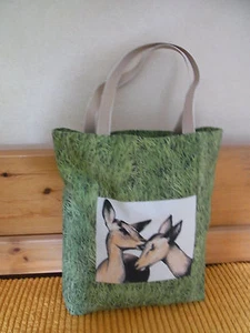Shopper aus Stoff, Handarbeit (ca. 40 cm x 42 cm), mit Safari-Motiv - Bild 1 von 1