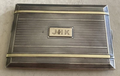 Antique Art Deco Watson Co 14k Gold & Sterling Silver Large 4.5” Cigarette Case - Image 1 of 4