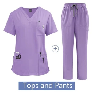 Medical Uniform Scrub Hospital Working Scrubs Set Nursing Scrub Uniforms Women - Picture 1 of 16