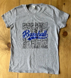 Gildan Youth Baseball T Shirt-Size XL-Gray-Heavy Cotton-Baseball Graphic Tee-New - Picture 1 of 5