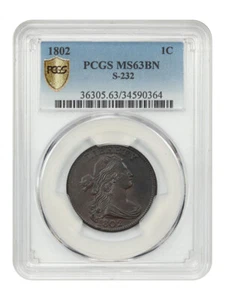 1802 1C PCGS MS63BN (S-232) - Picture 1 of 4
