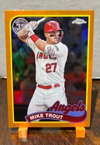 2024 Topps Chrome - 1989 Topps Baseball #89CB-1 Mike Trout Orange #/25 - Picture 1 of 2