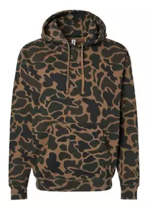 Vintage Retro Old School Classic Pull Over Duck Camo Hoodie in Brown - Picture 1 of 3