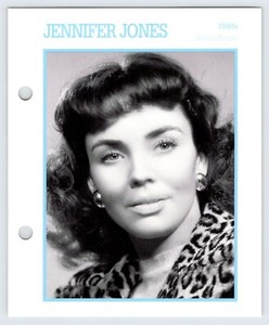 JENNIFER JONES 5.75"X7" Movie Star Card Photo On Front / Info On Back M524