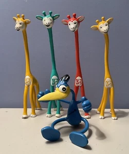 Vintage Hoechst Pharmaceutical Bendable Toys Lot of 5 Giraffe (4) Blue Bird (1) - Picture 1 of 7