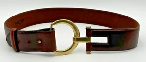Brighton Brown Belt Size L French Sling Buckle & Hook Leather 1.75” Wide L48007 - Picture 1 of 6