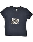 CALVIN KLEIN Girls Graphic T-Shirt Top 11-12 Years Large Navy Blue Cotton GQ02