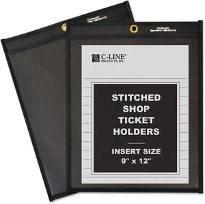 NEW C-Line Shop Ticket Holders Stitched One Side Clear 75" 9 x 12 25/BX 45912 - Picture 1 of 3
