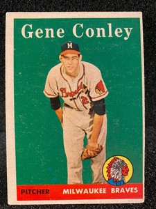 1958 TOPPS BASEBALL #431 - GENE CONLEY - MILWAUKEE BRAVES - EXC NMT