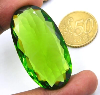 25x47 MM Künstlicher Peridot Oval Schnitt Locker Edelstein Für Anhänger Machen - Bild 1 von 4