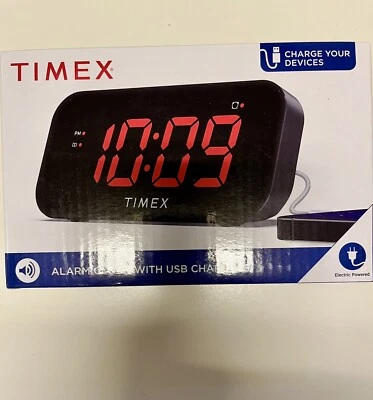 Timex Bedside Dual Alarm Clock w/USB Model # T1120 Large 1.2”LED Display - Image 1 of 4