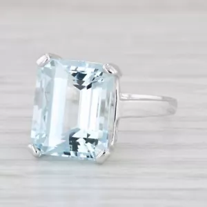 6.26ct Corte Esmeralda Aguamarina Anillo Solitario 18k Oro Blanco Talla 6.25 - Imagen 1 de 10