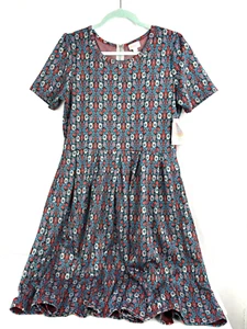 Abito donna LulaRoe Amelia aderente e svasato multicolore XL floreale plissettato girocollo - Foto 1 di 6