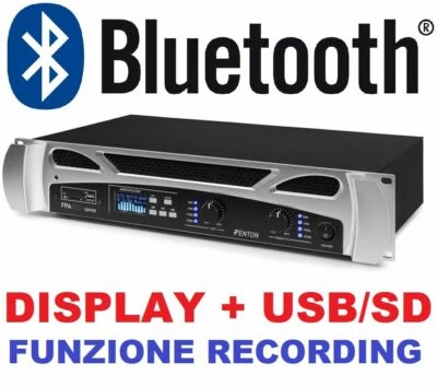 AMPLIFICATORE DJ PA FINALE DI POTENZA 300w RACK 19" BLUETOOTH DISPLAY MP3 E RECO - Immagine 1 di 4