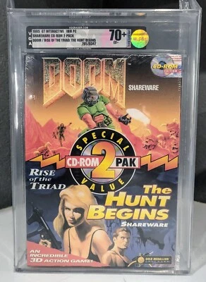 DOOM / Rise Of The Triad Shareware 2 Pak PC 1994 VGA 70 Graded SEALED Big Box  - Image 1 of 4
