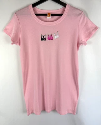 NUEVO Sujetador Lucy Para Mujer Rosa Cáncer de Mama En Una Línea Algodón Fitness Camisa Grande L Foto 1 de 4