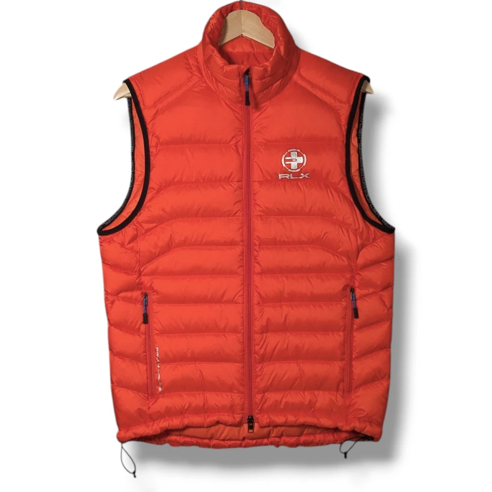 Ralph Lauren RLX Gilet Mens Small Orange Down Fill Body Warmer Golf Lightweight - Image 1 of 4