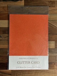 Paramount A4 Orange Glitter Card Pack Of 5 Craft - Picture 1 of 2