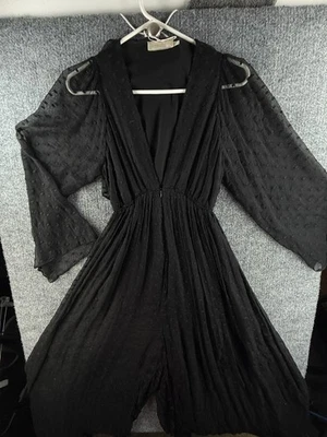 Vestido Zimmermann Seda Negro Talla 0 Transparente Gótico Mono Pierna Agujeros Oscuro Foto 1 de 4