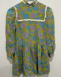 Vintage 60s Handmade Green, Purple, Yellow Floral Print Blouse Cottagecore - Picture 1 of 19