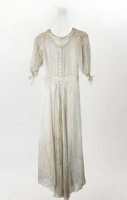 1930-е платье оверлей чистый шелк шифоновое серый 52 «длиной, 26» талии, 32» бюст как есть - Изображение 1 из 4