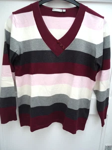 Toller RABE PULLOVER gr 44 rot,rosa,grau gestreift, Langarm - Bild 1 von 2