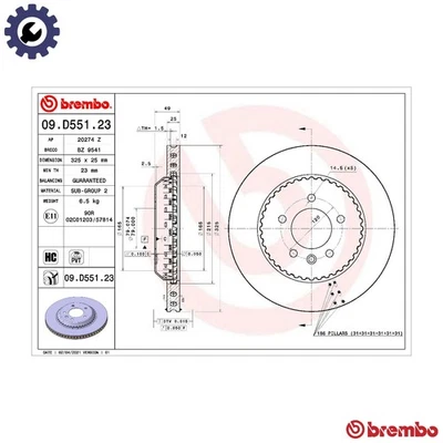 2x BRAKE DISC 09.D551.23 FOR LAND ROVER DEFENDER/Station/Wagon/Van 2.0L 4cyl - Image 1 of 4