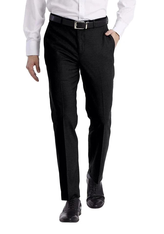 Calvin Klein Black Men's Slim Fit Solid Dress Pants 34 X 29 Zjl11