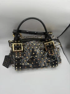 Bolso de Mano BE & D Garbo Tachonado Bronce Transparente Bolso de Hombro Cuero Pat Muñequera Y2K - Imagen 1 de 10