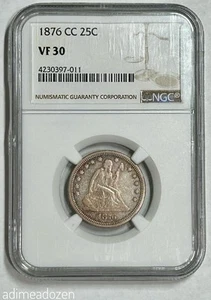 1876-CC 25C Liberty Seated Quarter (NGC VF30) BE12942MK - Picture 1 of 4