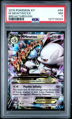 2015 Pokemon Xy Breakthrough M Mewtwo EX #64 Mega Full Art PSA 7 - Image 1 of 2