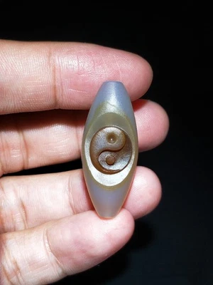 CERTIFICADO 8.8g 100% ÁGATA BRASILEÑA TALLADA A MANO TAI CHI 太極 COLGANTE Foto 1 de 4