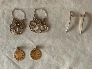 MIXED LOT OF 3 PAIR OF GOLD EARRINGS - Picture 1 of 4